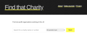 Screenshot of Find that Charity homepage